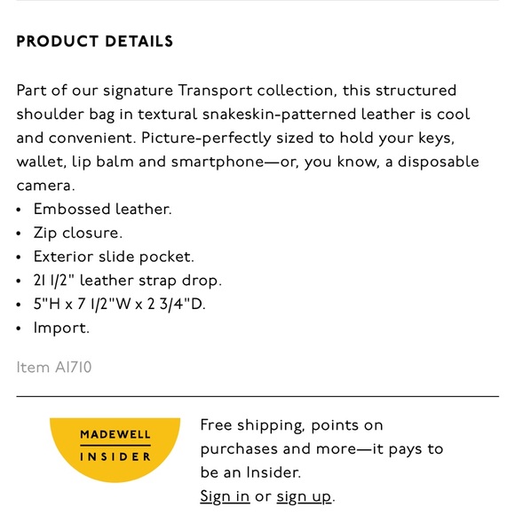 Madewell Transport Camera Bag: Snake Embossed Edition - Picture 4 of 8